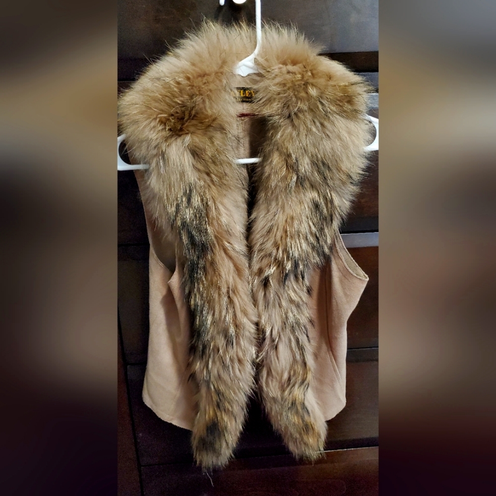 JAYLEYMocha Fox Fur and Faux Suede Gilet